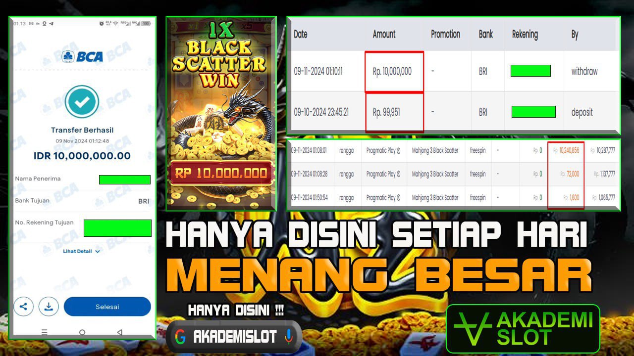 AKADEMISLOT JACKPOT MAHJONG WAYS 3 HINGGA 10 JUTA, 09 SEPTEMBER 2024